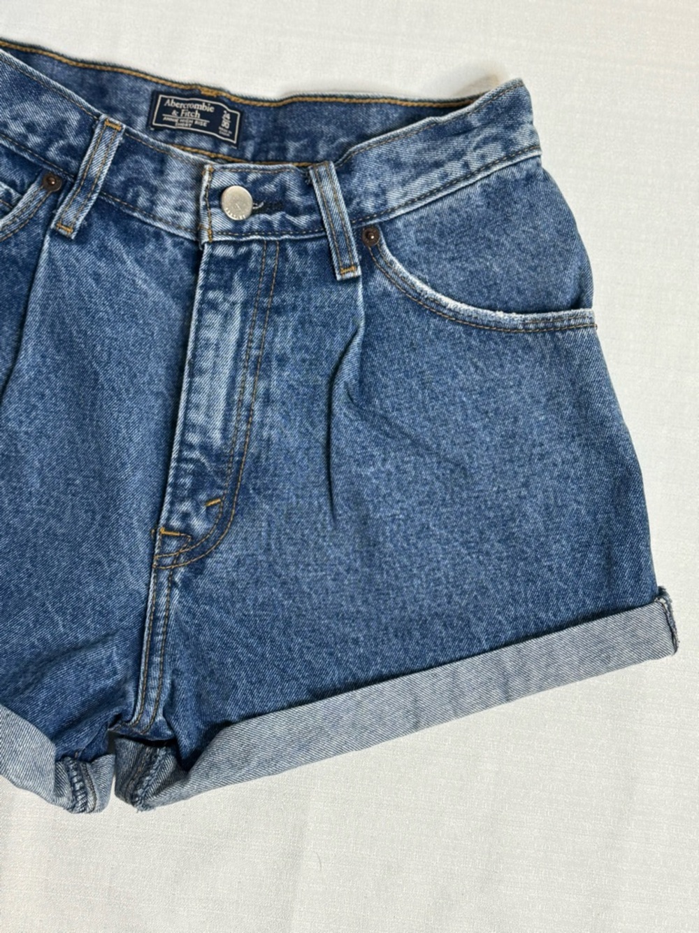 Abercrombie & Fitch Anne High Rise Denim Shorts Women’s Sz:00 - Picture 3 of 8